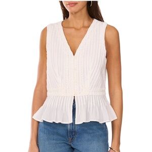 Vince Camuto Women's Pleated Peplum-Hem Sleeveless Top